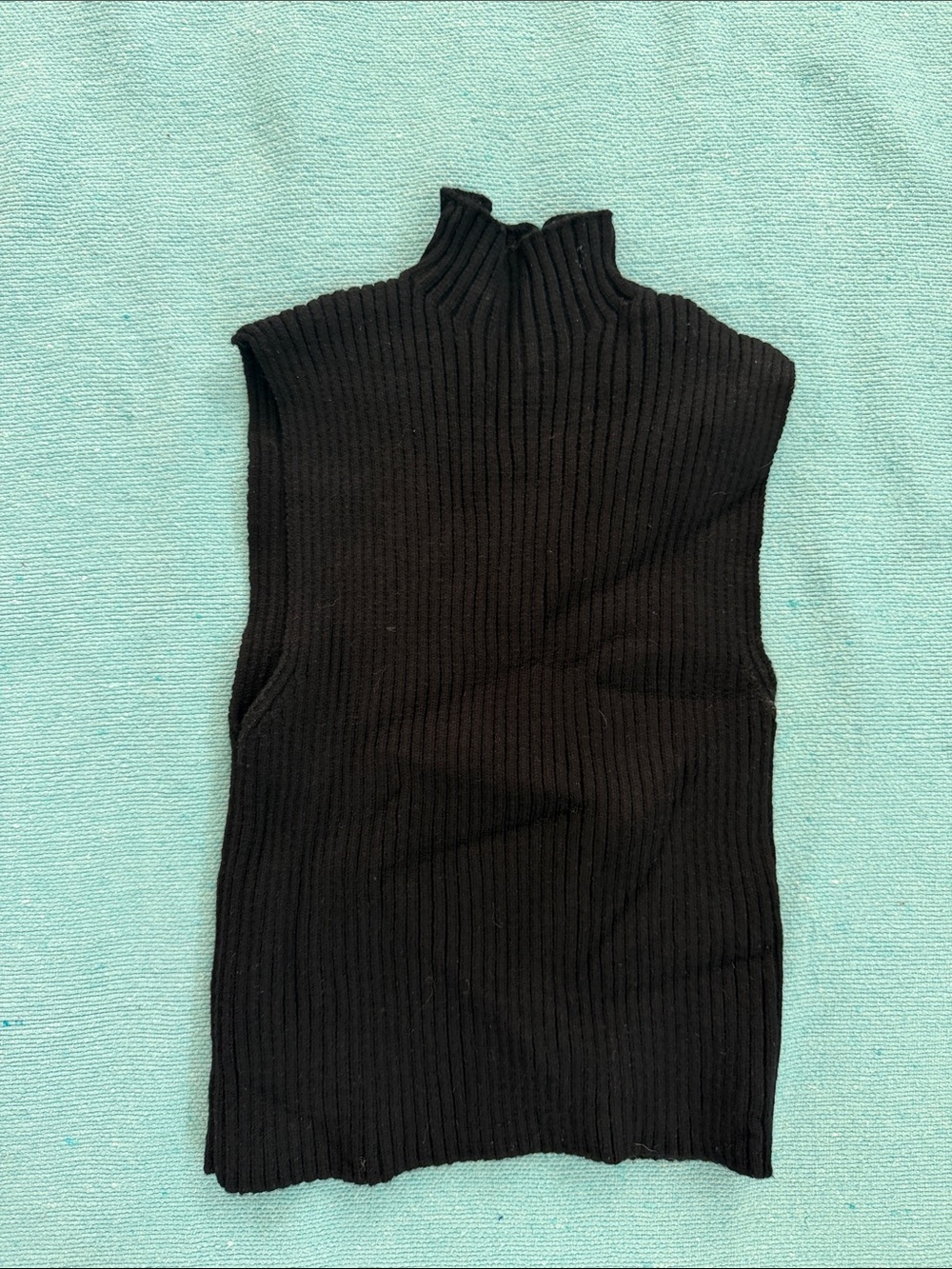 Zara Black Sleeveless Ribbed Turtleneck Sweater S